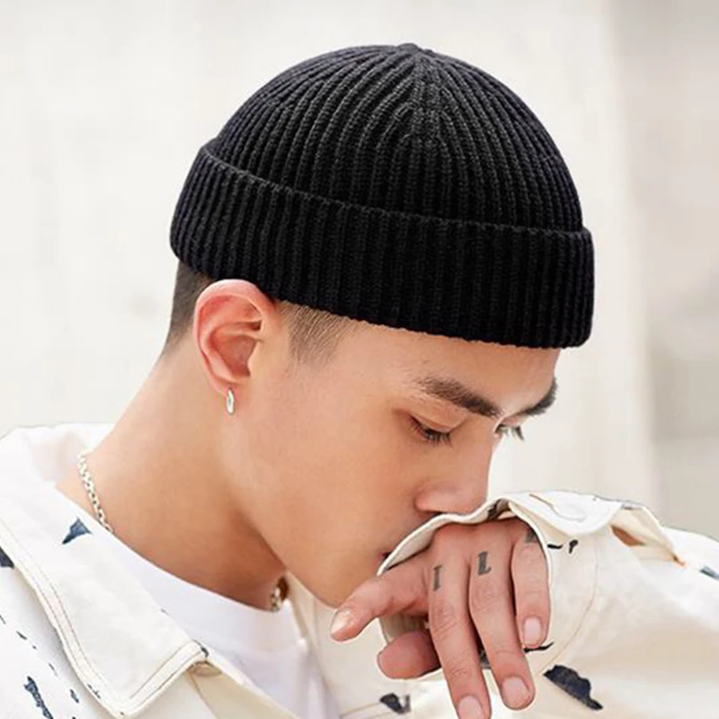 

Men Thicken Knitted Beanies Hip Hop Melon Cap Autumn Winter Outdoor Hats Solid Color Hats for Women