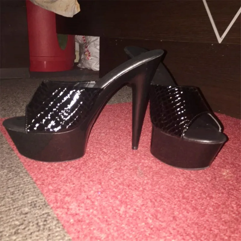 Летние модные кожаные сценические сандалии с открытым носком на платформе 15 см