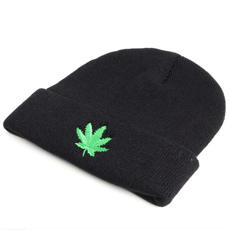 

SILOQIN Women's Hats Winter Thermal Knitted Beanie Hat Fashion Leaves Embroidery Hip-hop Cap Ladies Brands Tide Caps Casquette