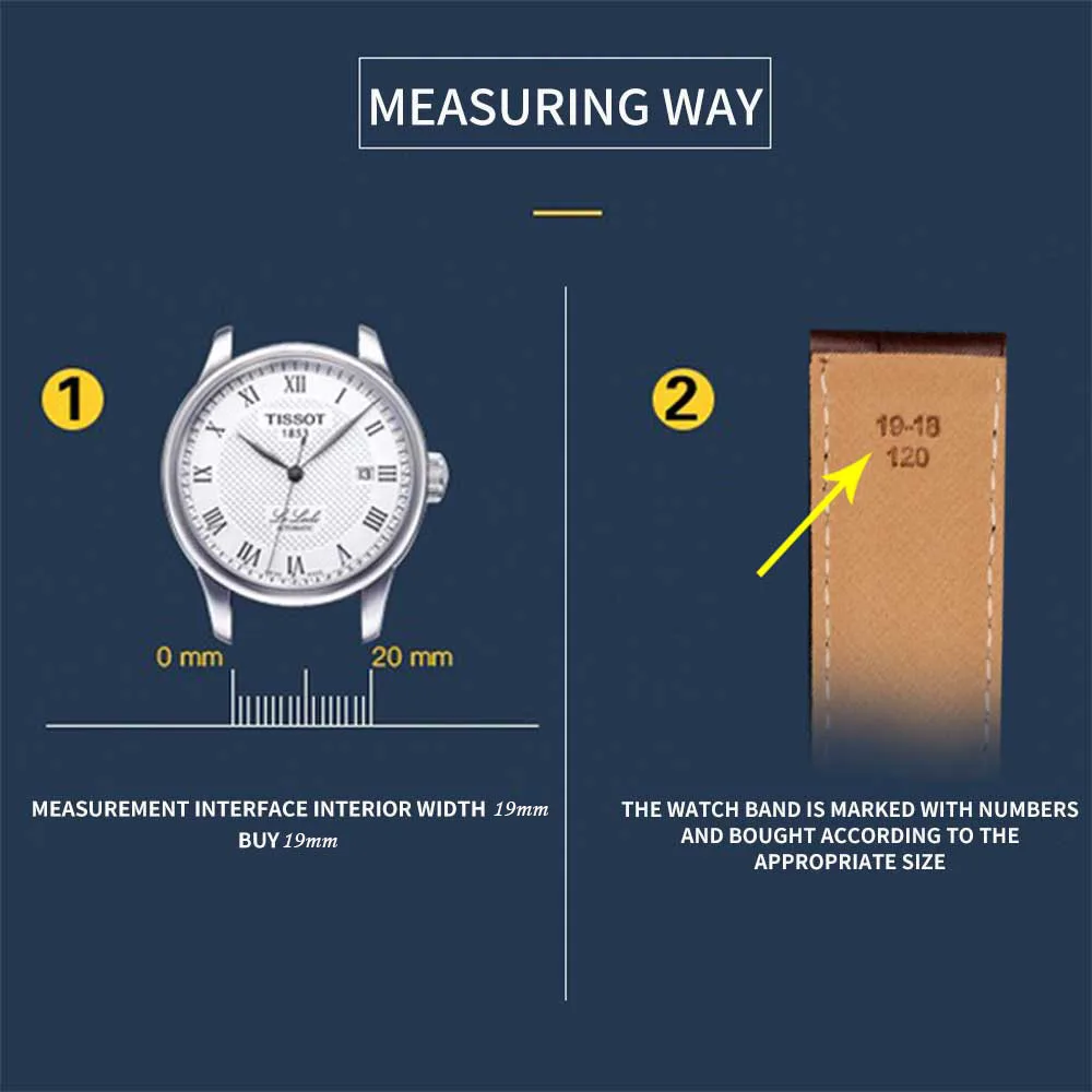 OTMENG Watch Bands 19/ 20/21/22mm  Butterfly Buckle Substitute for Tissot Watch Strap Leather Men and Women