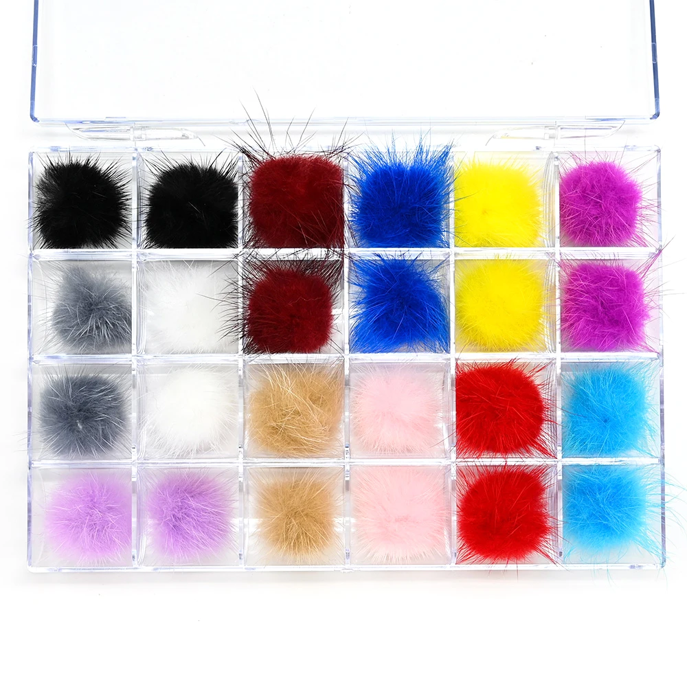 

24pcs/Box Detachable Magnet Ball Fluffy Nail Charm 2.7cm Puffy Pompoms for Nail Fashion Hairball Polish Manicure DIY Decors #194