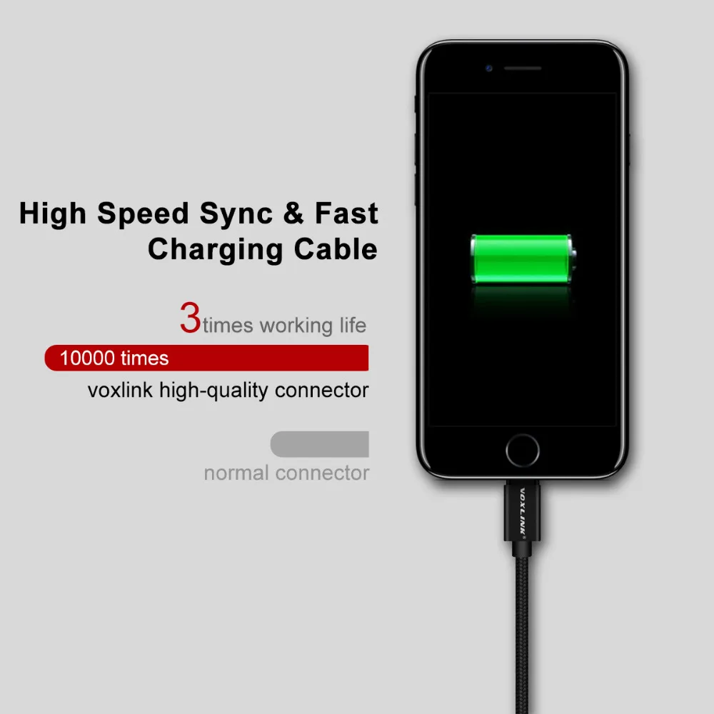 Voxlink 8 Pin to USB Cable Fast Charger Adapter For iPhone X XS XR 7 6 S Plus 5 5s iPad Mini Mobile Phone Cables On - Кабель Voxlink 8 Pin к USB быстрой зарядки адаптер для iPhone X XS XR 7 6 S Plus 5 5s iPad Mini мобильные телефоны кабели.