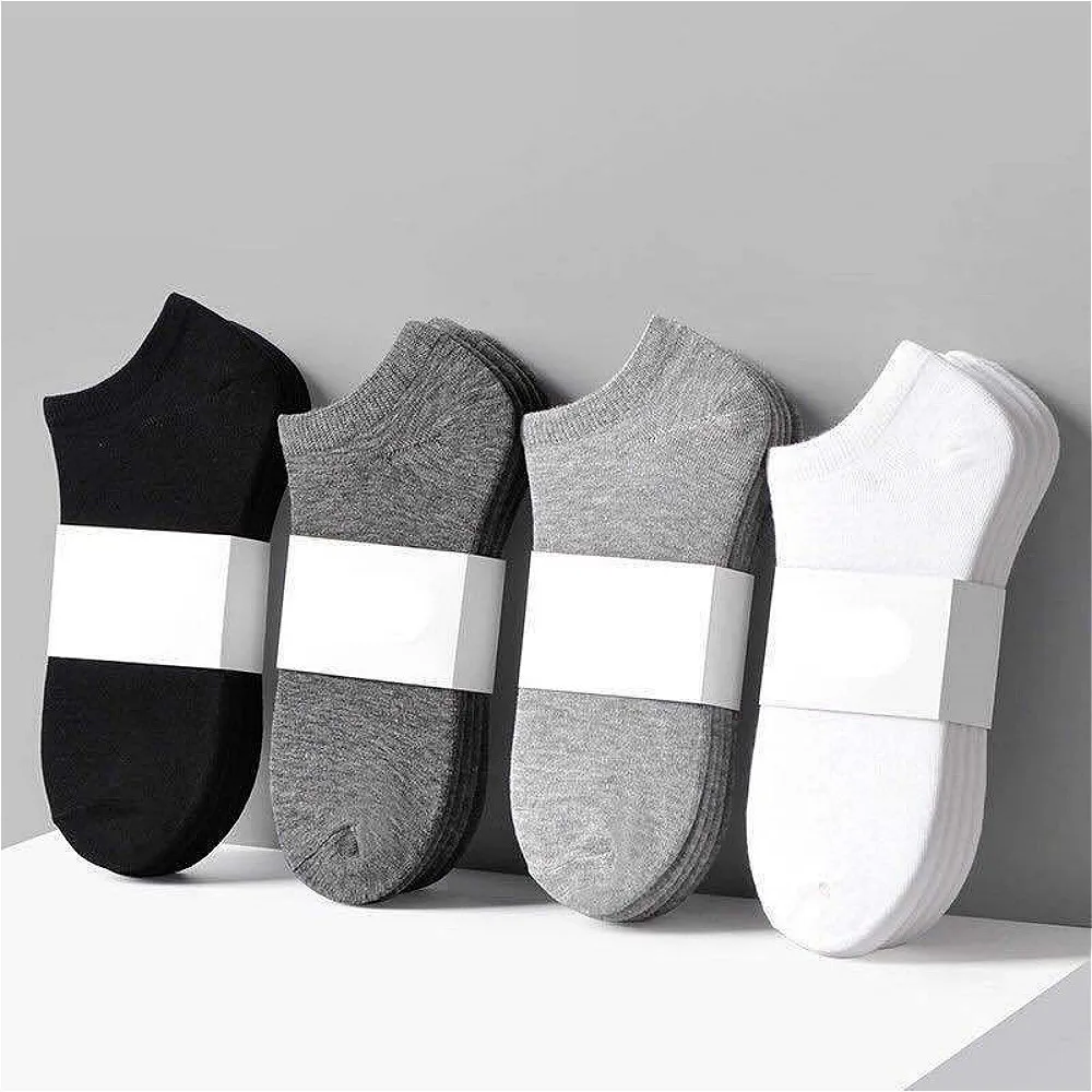 Носки мужские/женские однотонные хлопковые, дышащие удобные спортивные короткие носки до щиколотки, Черные Серые белые, 1 пара