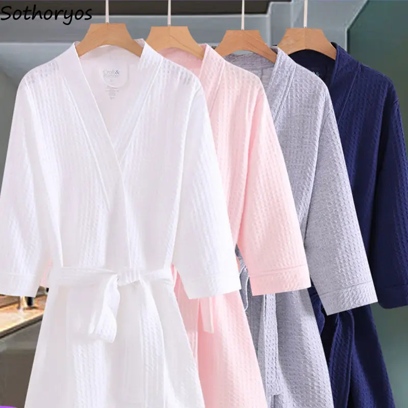 

Robes Women Sexy Sleepwear Bathrobe House Robe for Woman Loose Chic New Solid Simple Japanese Style Soft Couples Spring Casual