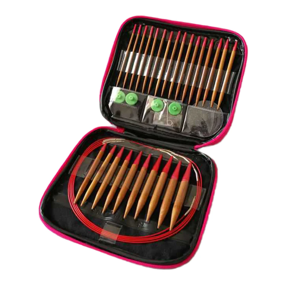 Weaving Sewing Needle Kit Carbonized Bamboo Anti Rust Handwork Interchangeable Crochet With Case Sweater DIY Circular Knitting |