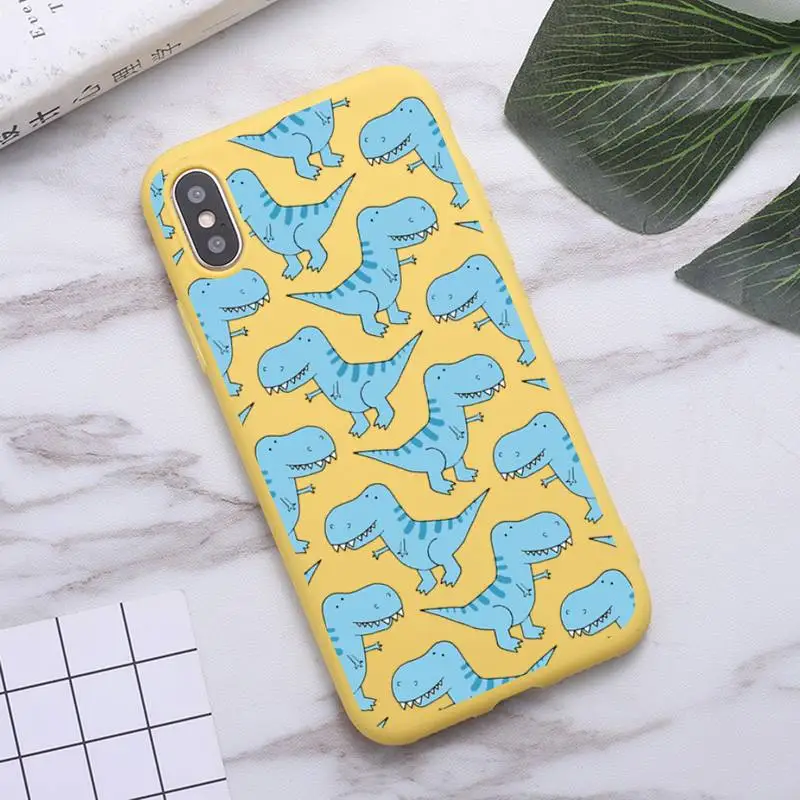 

Little dinosaur lovely cartoon animal Phone Case Candy Color for iPhone 6 7 8 11 12 s mini pro X XS XR MAX Plus