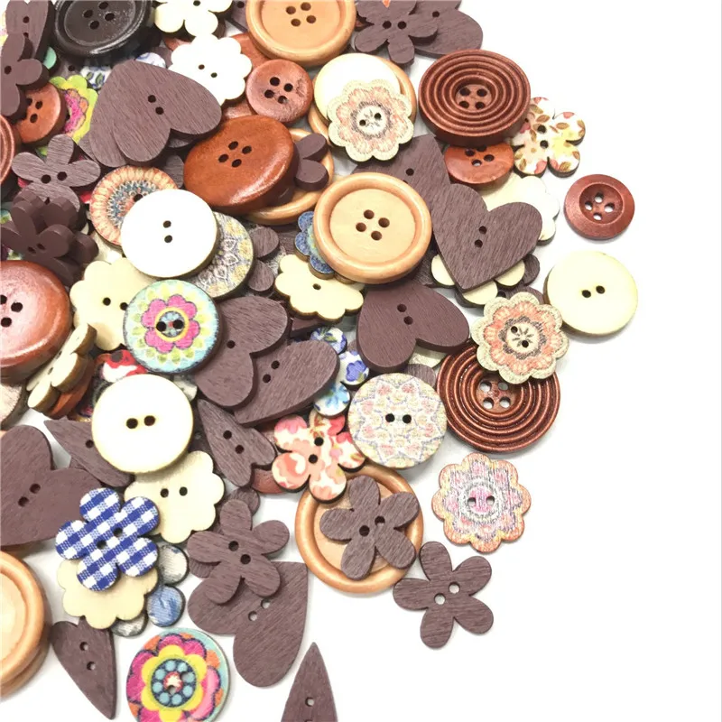 50 шт. ассортимент натуральные круглые пуговицы фон с изображением коричневого