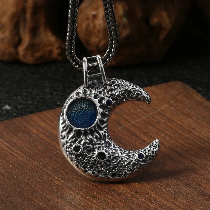 Кулон с космической галактикой и луной ожерелье из 100% настоящего серебра 925 пробы