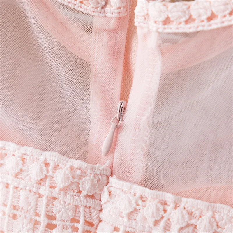 Кружевное платье принцессы без рукавов с цветочным принтом для девочек летнее