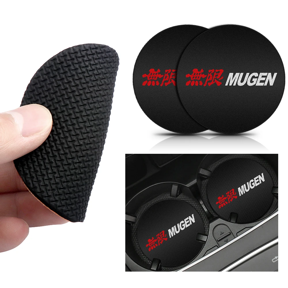

2PCS Mugen LOGO Car Coaster Cup Holder Interior Car Styling For Honda Accord City 4D Civic 3D 4D 5D Hybrid CR-Z Jazz Vezel