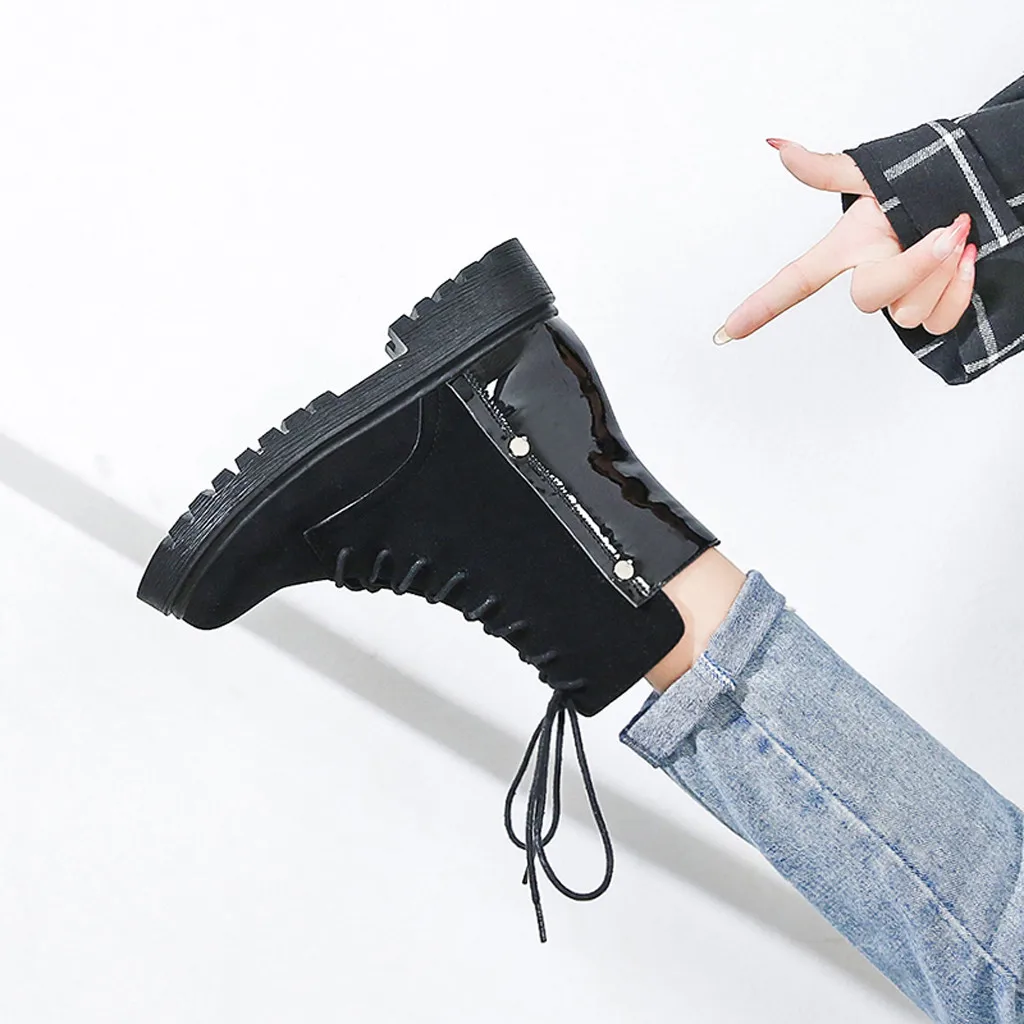 Женские ботинки Martin зимние Лоскутные с ремешком теплые на шнуровке для пешего