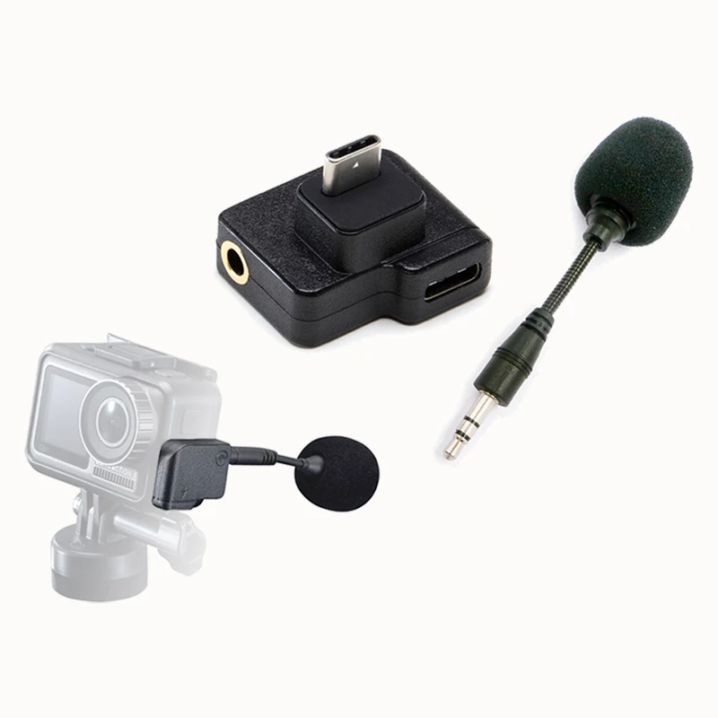 Для DJI Osmo Action Dual 3,5 мм USB-C адаптер для DJI OSMO Action повышает качество звука во время зарядки или передачи данных