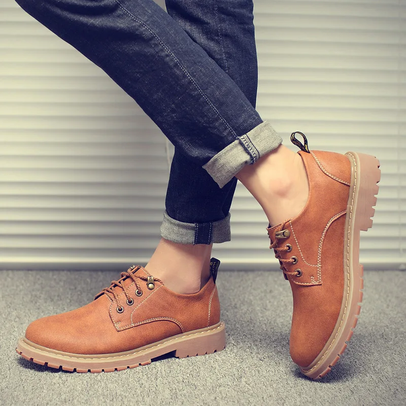 2020 Осенние новые кожаные мужские ботинки зимние высокие повседневные ботильоны