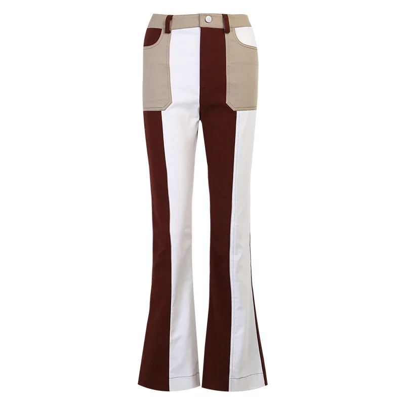 

2021 Spring Autumn Women Personality Patchwork Show Thin Temperament High Waist Fashion Jeans Female Sexy Trousers