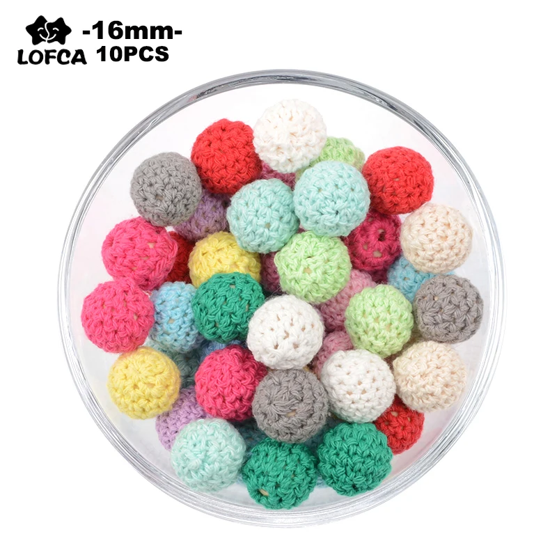 

Деревянные вязаные крючком бусины LOFCA, 16 мм, 10 шт., для самостоятельного изготовления ожерелья, цепочки для пустышки, детские цветные вязаные...