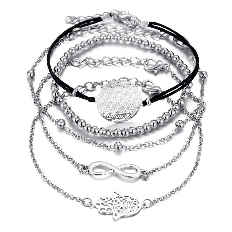 Креативный новый браслет на удачу 8 символов с перфорацией в виде пальмы комплект