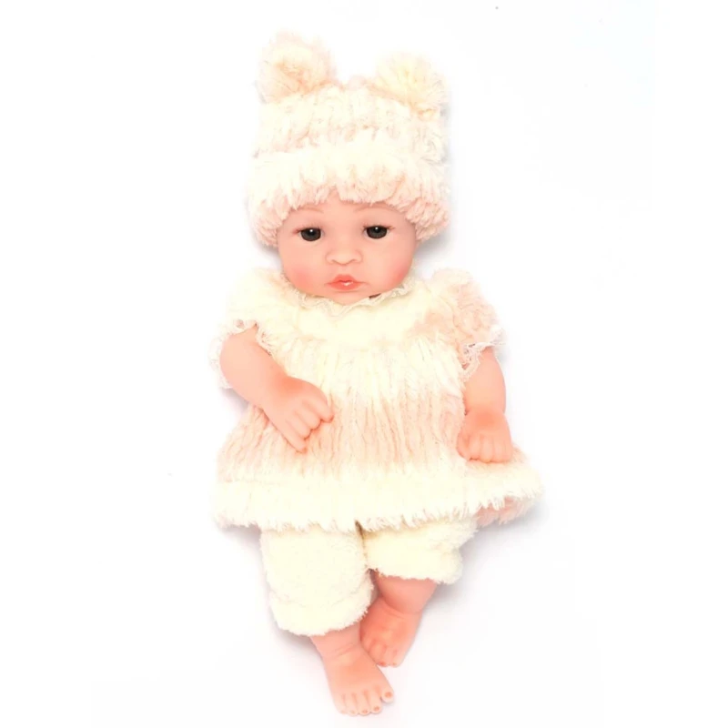 

25cm Lovely Simulation Dolls Vinyl Open/Close Eyes Rebirth Doll with Clothes 203E