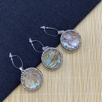 flat round abalone shell sticky diamonds fashion pendant necklace bracelet jewelry used for diy jewelry making size 29mm
