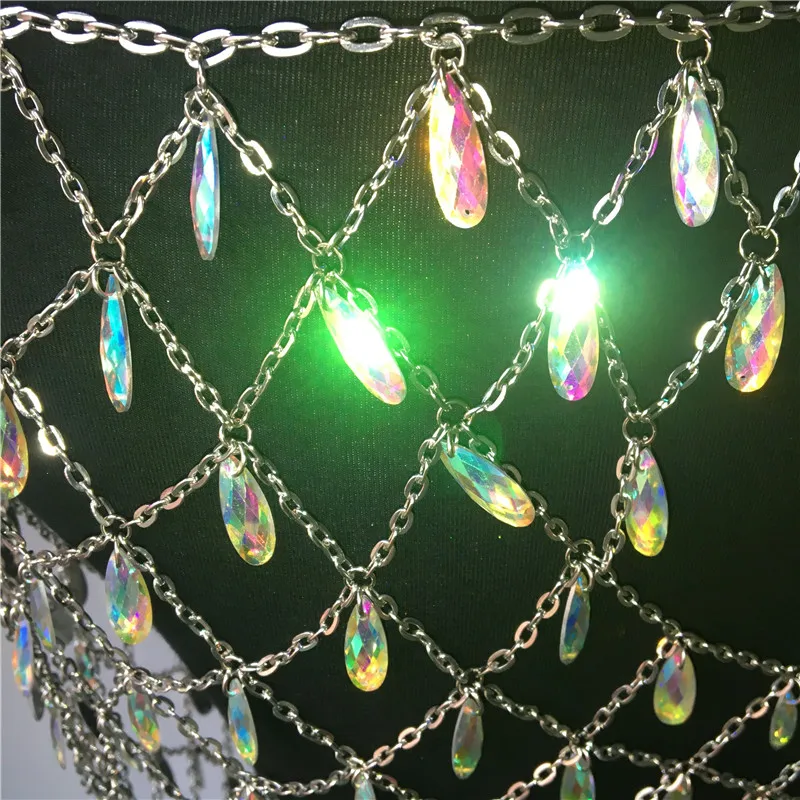 Bling дождевыми каплями драгоценные камни стразы металлические цепи безрукавки Для женщин Открытое платье с украшением в виде кристаллов кулон укороченный топ фестиваль летняя пляжная одежда, Топ