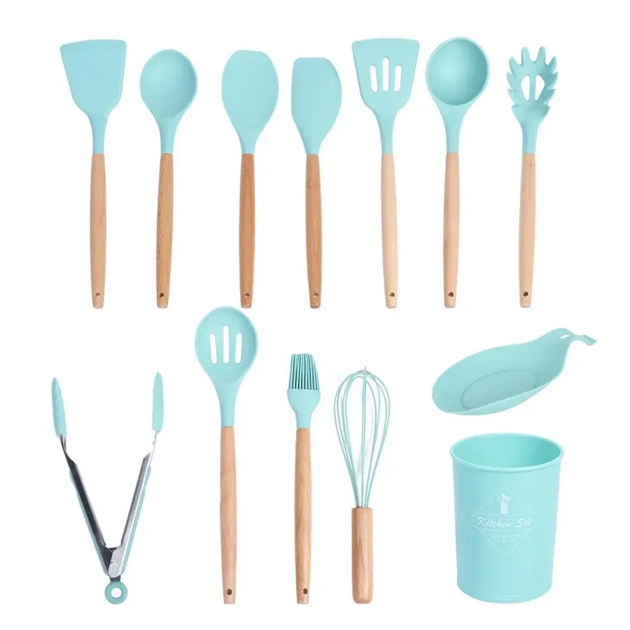Набор силиконовых кухонных принадлежностей антипригарная лопатка ложка для