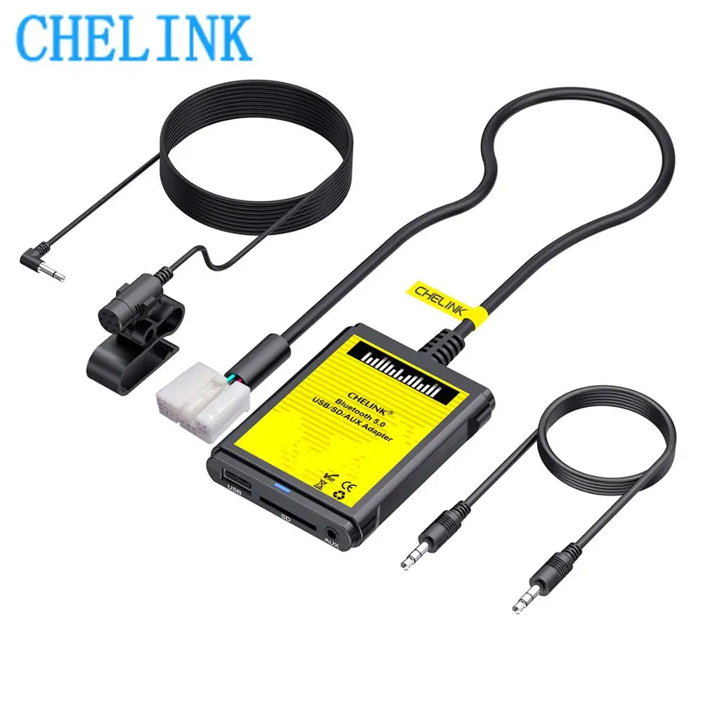 AUX-адаптер CHELINK с микрофоном USB Bluetooth AUX-кабель в автомобиле цифровой адаптер CD для