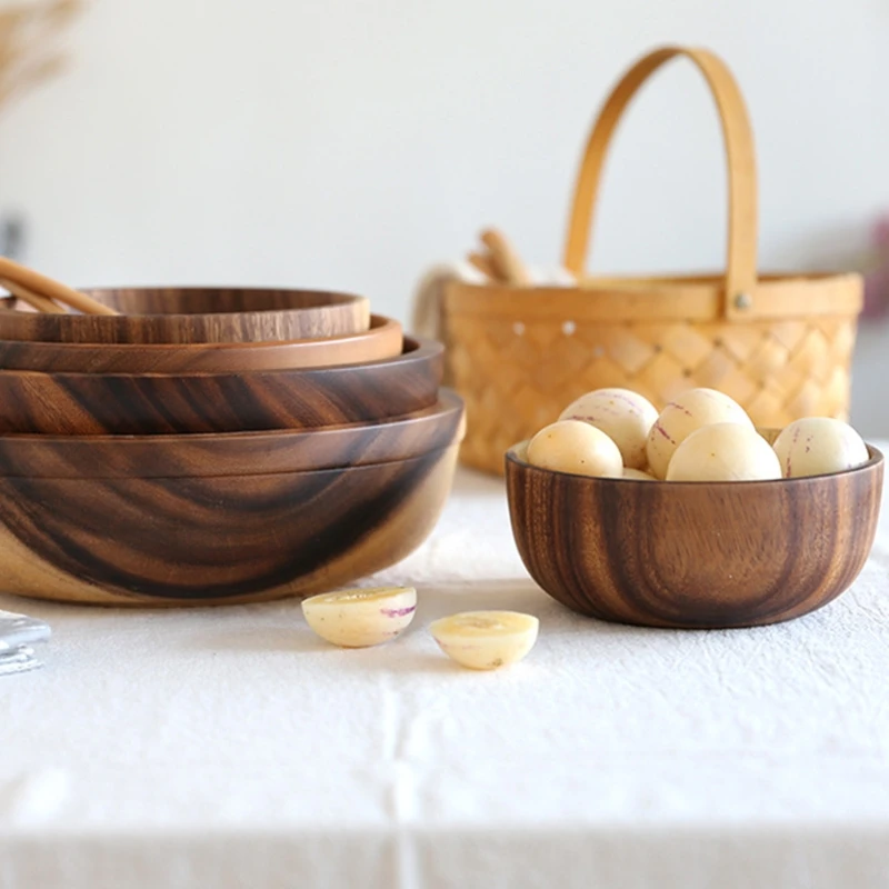 

Wooden Fruit Vegetable Storage Bowl Dough Mixer Basin Decoration Practical Household Kitchen Picnic Tray Food Bread Dishes Salad