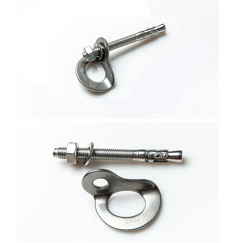 

10 Pcs Bolt Hangers Lightweight M10 25KN Stainless Steel Bolt Hanger for Belay Rescue Rigging Work Climbing Mountaineer