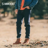 simwood 2021 autumn winter new mens comfortable tapered ankle length jeans colorfast denim trousers plus size brand clothing