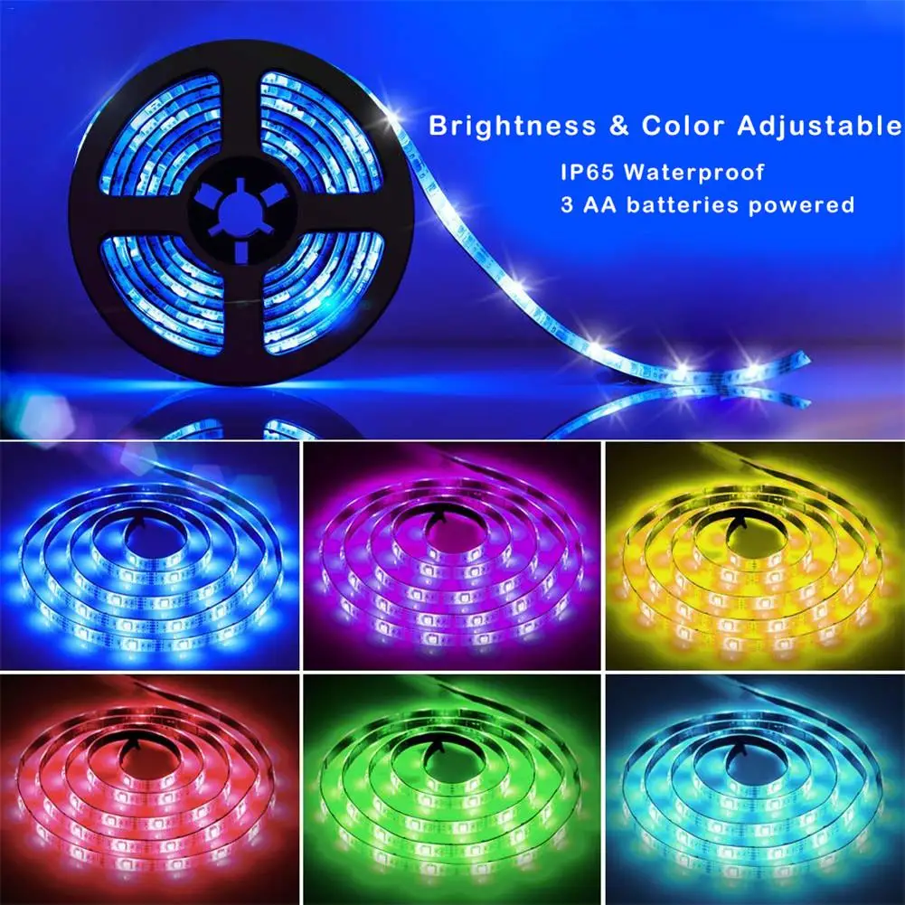 AA батарея питание RGB Светодиодные полосы света SMD5050 IP65 Водонепроницаемый пульт