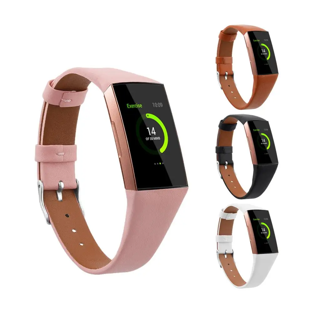 Ремешок кожаный для смарт часов Fitbit Charge 3 и SE браслет из натуральной кожи мужчин