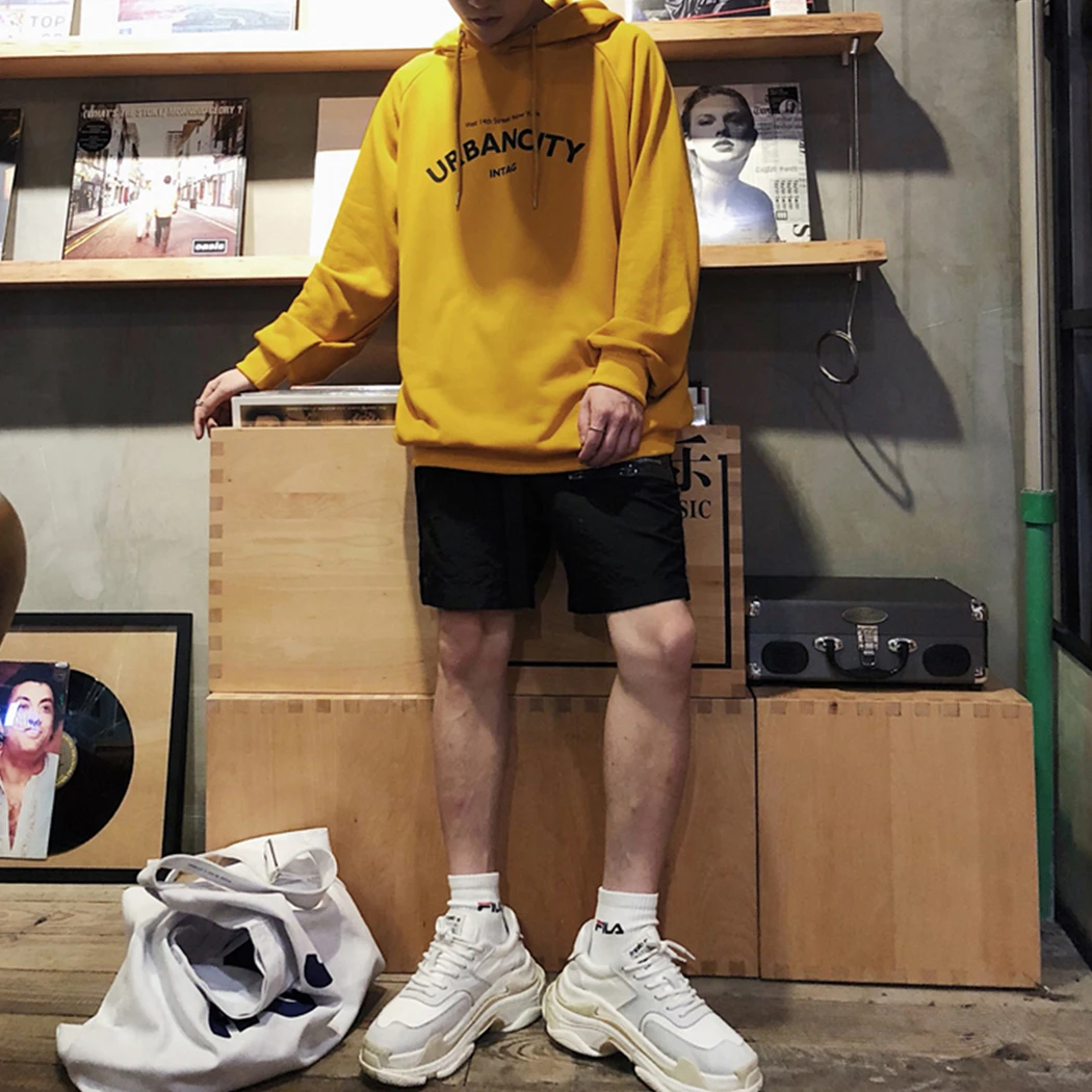 Мужские новые модные дизайнерские одноцветные кофты с капюшоном 2019 буквенным