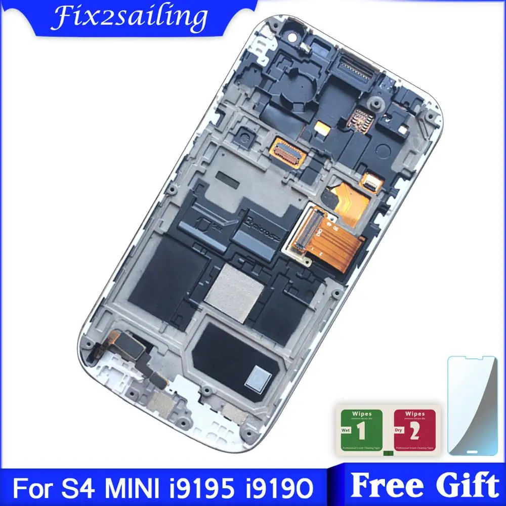 ЖК дисплей с рамкой для Samsung Galaxy S4 Mini I9190 i9192 i9195 сенсорный экран дигитайзер Замена
