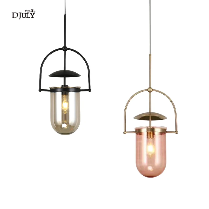

postmodern designer pink glass warhead pendant lights for villa bedroom living room luxury home deco suspension luminaire led