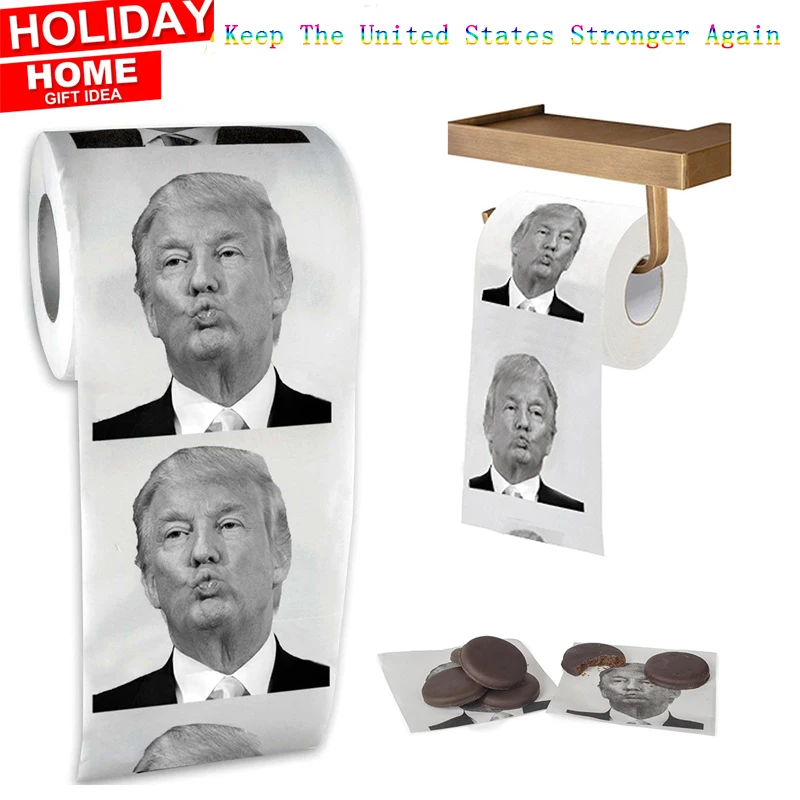 Горячо! 1 рулон креативный президент Дональд Трамп Humour туалетная бумага для ванной шалость Шутка Новинка Забавный рулон бумажных салфеток кляп подарок