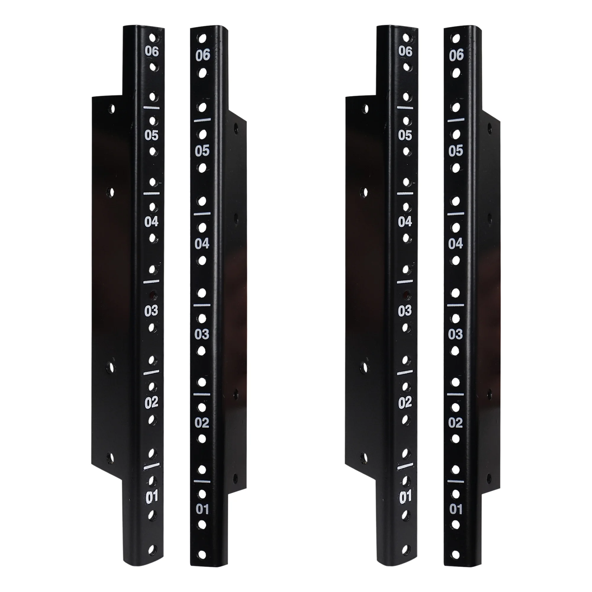 Sound Town 4-pack 6U Steel Rack Rails with Black Powder Coated Finish and Screws (ST-RR-06UX2)
