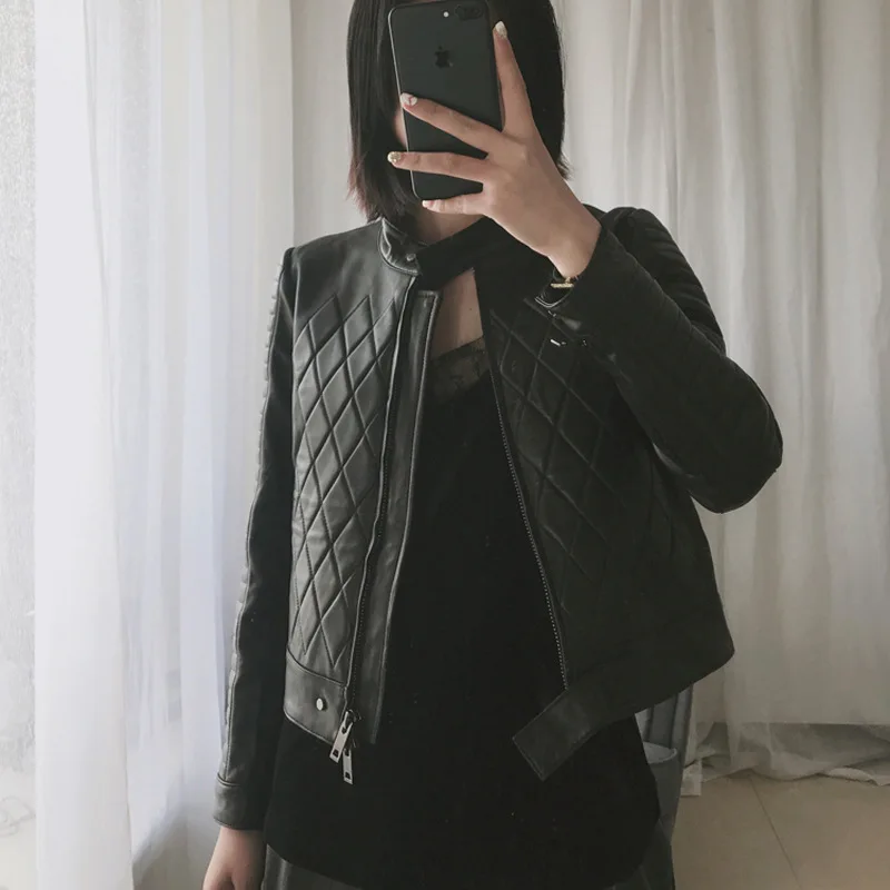 

Short Sheepskin Coat Genuine Leather Jacket Women Autumn Winter Cotton Liner Real Leather Jackets Jaqueta Couro AW859 YY431