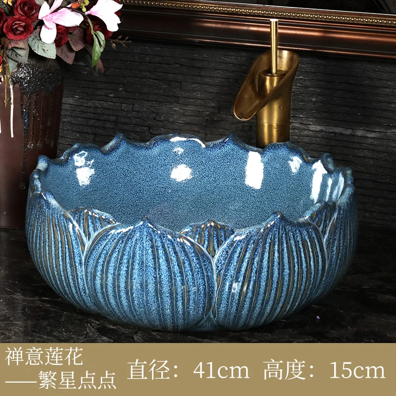 Керамические раковины с лотосом античная раковина дзэн над прилавком в