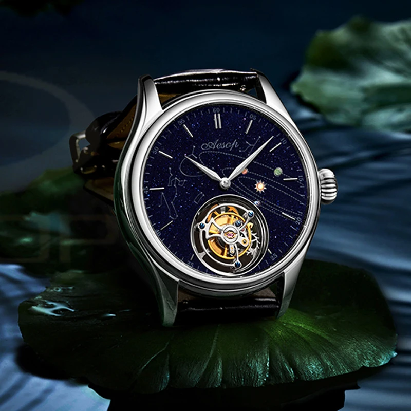 Tourbillon часы 100 м водонепроницаемые для мужчин Сапфир Водонепроницаемый Топ бренд