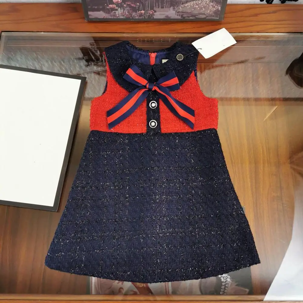 New Button Princess Dress Toddler Baby Girls Christmas Fall Winter Party Bow For Girl Luxury Brand Clothing | Детская одежда и