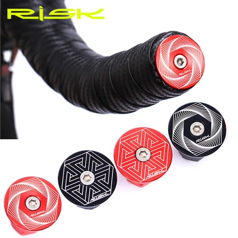 

2pcs RISK Bike Handlebar End Plugs Mountain Road Bicycle Grips Ends Cap Swell Bolts For 15-21mm Handle Bar Cycling Accessories