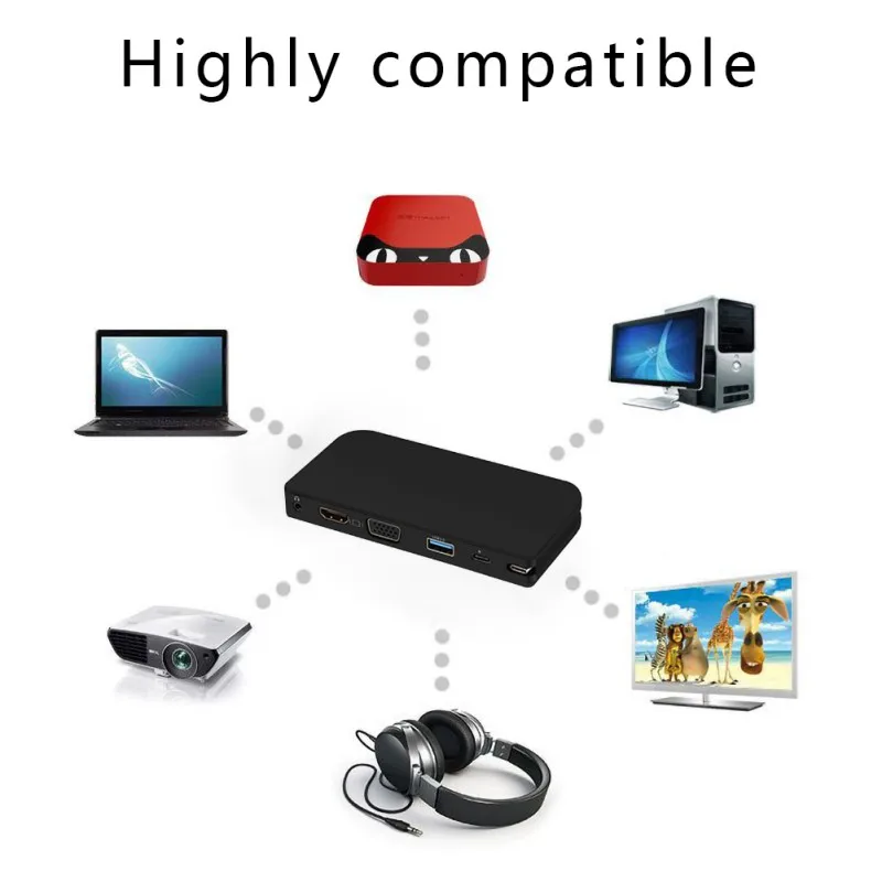 Док станция с двумя дисплеями поддержка HDMI/VGA Ethernet и аудиоразъем для ПК USB 3 0