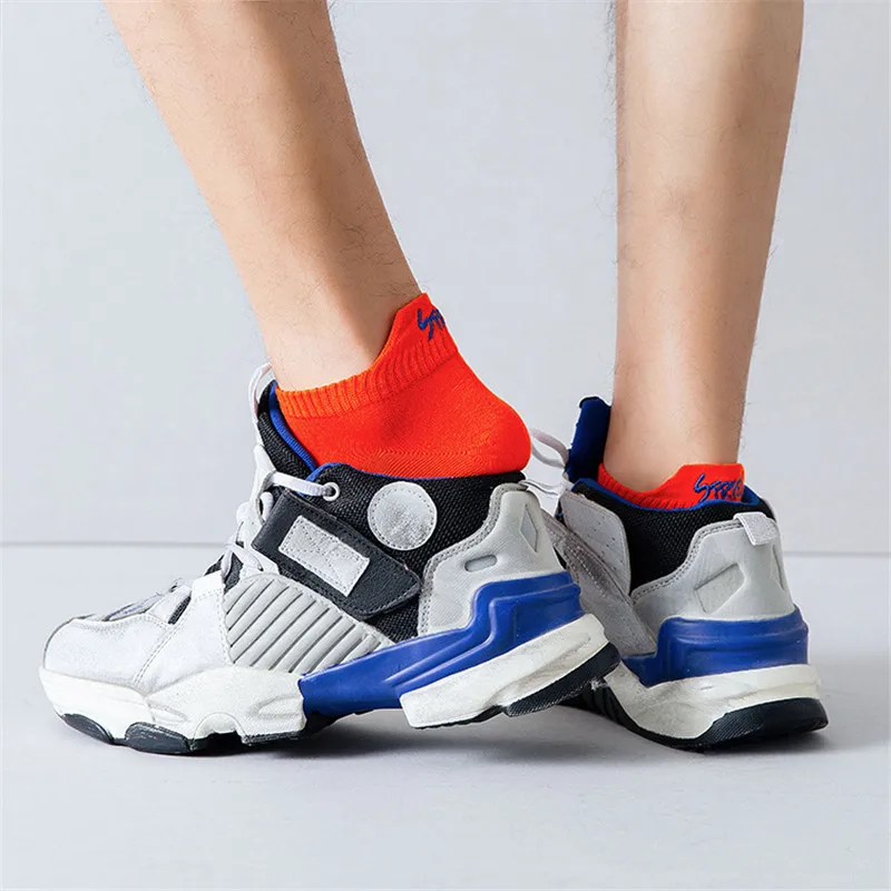

2021 Street Style Men Cotton Ankle Socks 5 Pairs/Lot Spring Summer And Autumn Colorful Letter Socks Men's Hip Hop Short Socks