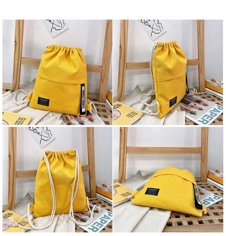 

Korean Style Outdoor Backpacks Solid Color Letter Pattern Drawstring Purse Adjustable Strap Women Shoulder Bags