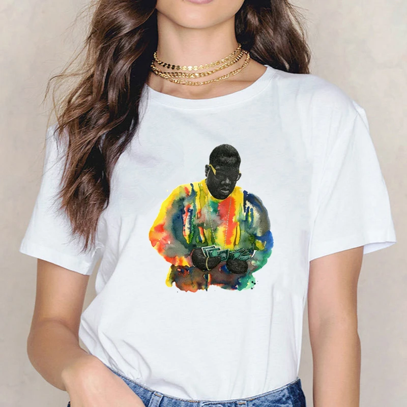 Футболка с принтом известного b. I.g Biggie Smalls Повседневная Милая футболка летние