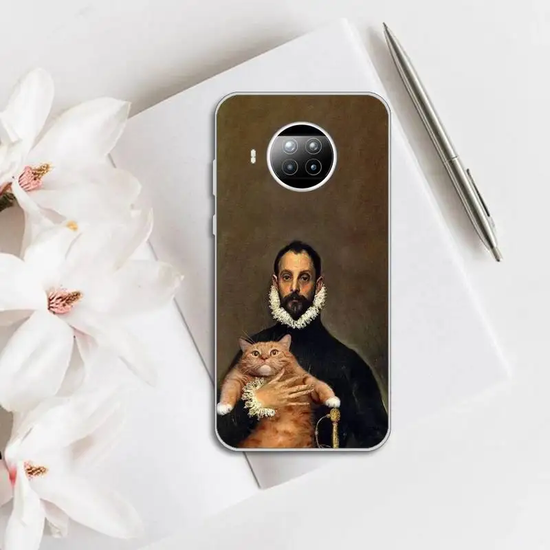 

Phone Case Transparent for Xiaomi mi Redmi note 10 t 8 9 pro lite 11 Samsung S 8 9 10 20 Cat Art Aesthetics