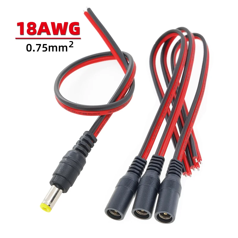 18AWG Dc Power Pigtail Cable Man Vrouw Connector Voor Auto Backup Camera Cctv Security Camera Verlichting Adapter 5.5*2.1Mm