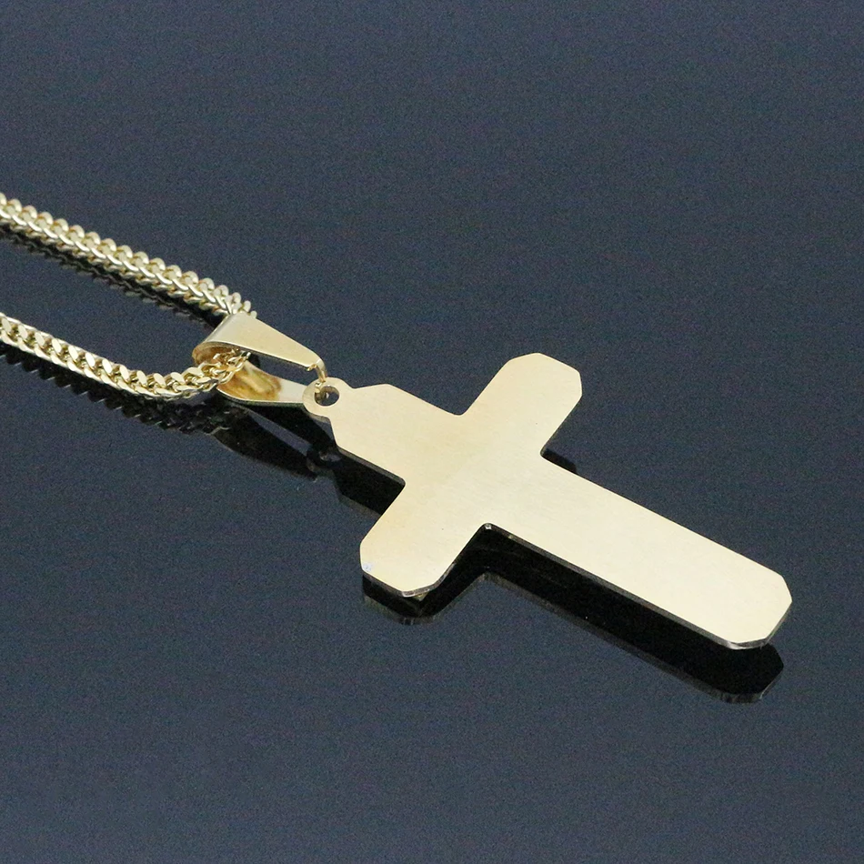 

New Arrivals Male Religious Jesus Cross 4Color Pendent Necklace Stainless Steel 60CM Chain Cross Necklace Men/Women Jewelry Gift