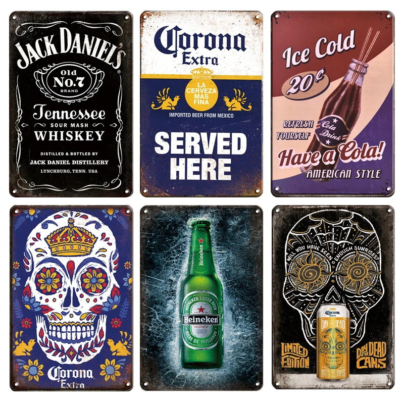 Лампа &quotCORONA&quot металлическая Жестяная Табличка с надписью Винтаж пива металла