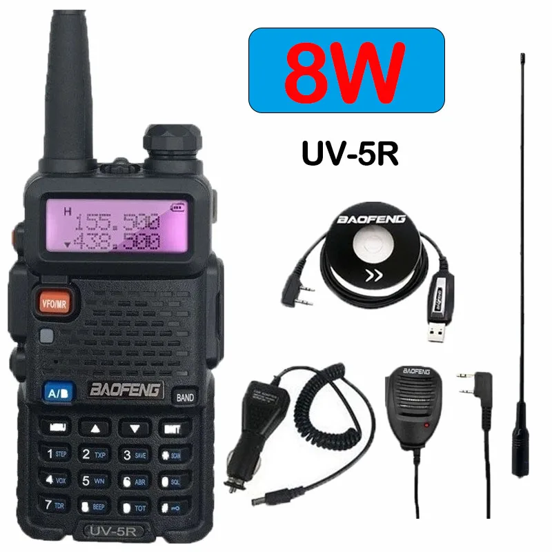 Baofeng UV-5R 8 Вт Мощный для переносного приемо-передатчика VHF Любительская рация