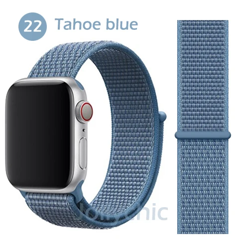 Нейлоновая Мягкая дышащая повязка для Apple Watch Series 4 3/2/1 полосы 38 мм 42 ММ сменная Спортивная петля для iwatch 4 3 2 1 40 мм 44 мм - Цвет ремешка: Tahoe blue